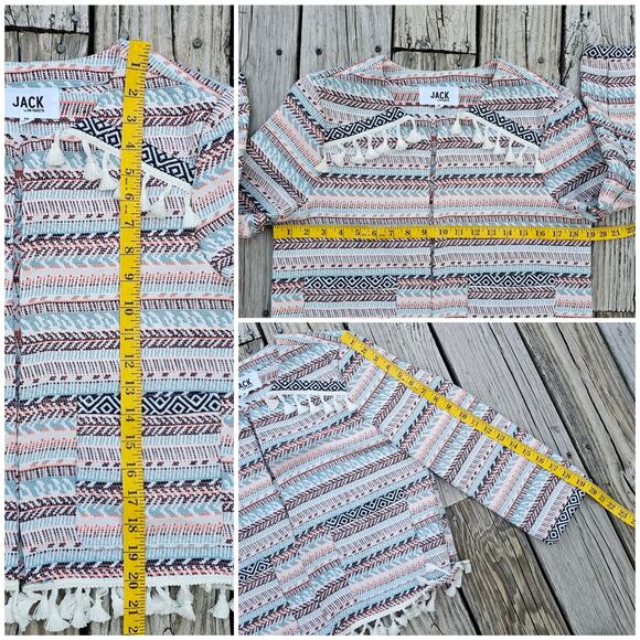 Fringe Tassel Trim Jacket JACK BB Dakota Blazer Size M Embroidered Stripe EUC - Picture 7 of 9